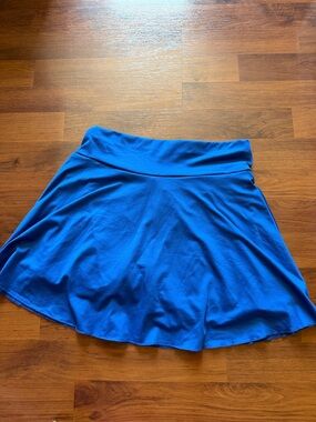 Blue Women's Flared Skirt with built in shorts and pockets